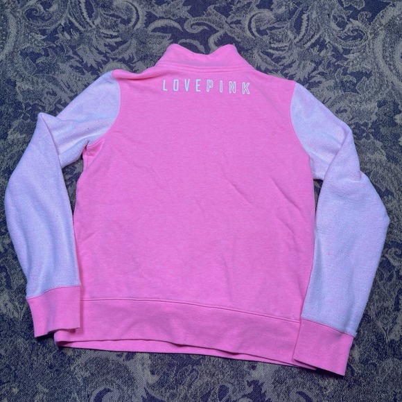 PINK Victorias Secret Light Pink Terrycloth 1/4 Zip Sweater Womens Size Medium - Picture 8 of 9